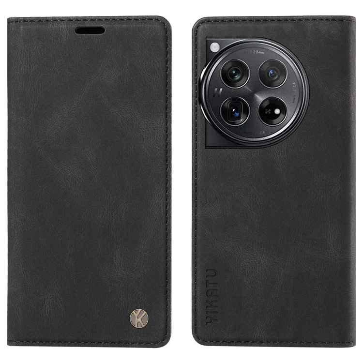 YIKATU YK-004 Funda para OnePlus 12 5G Piel Tacto Cutáneo Cubierta de teléfono Magnética Auto-Absorbida - Negro