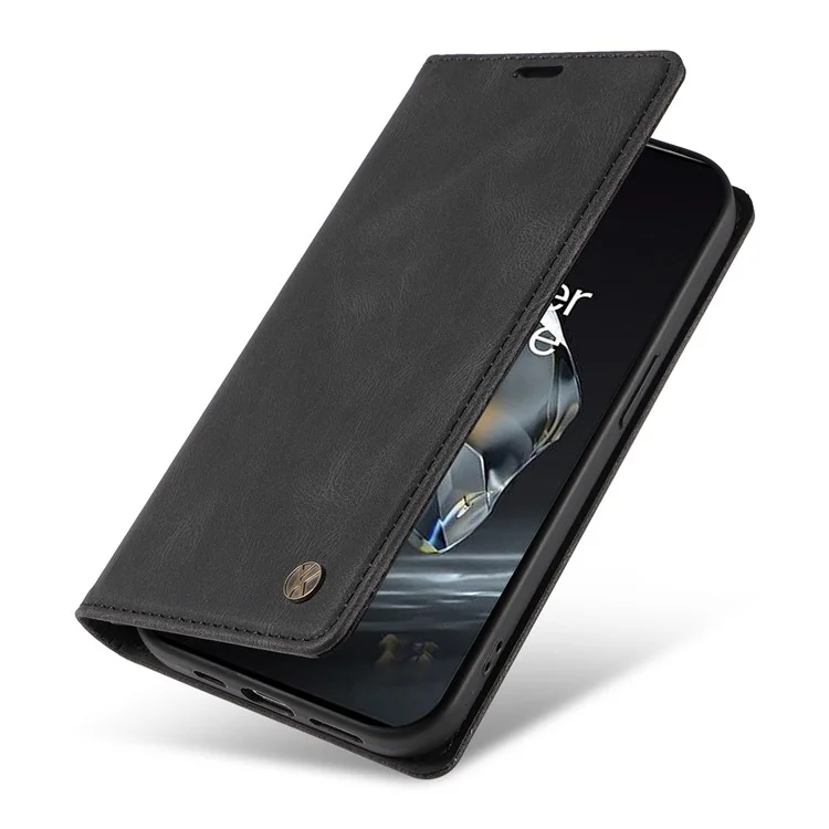 YIKATU YK-004 Funda para OnePlus 12 5G Piel Tacto Cutáneo Cubierta de teléfono Magnética Auto-Absorbida - Negro