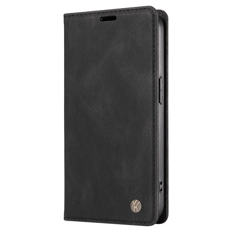 YIKATU YK-004 Funda para OnePlus 12 5G Piel Tacto Cutáneo Cubierta de teléfono Magnética Auto-Absorbida - Negro