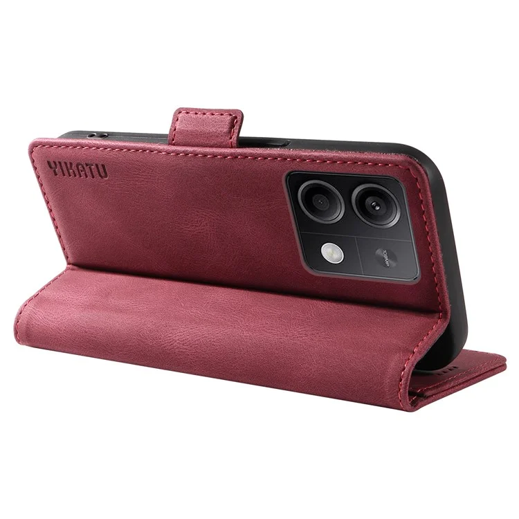 YIKATU YK-005 For Xiaomi Poco X6 5G / Redmi Note 13 Pro 5G Case PU Leather Wallet Phone Cover Skin Touch Feeling - Wine Red
