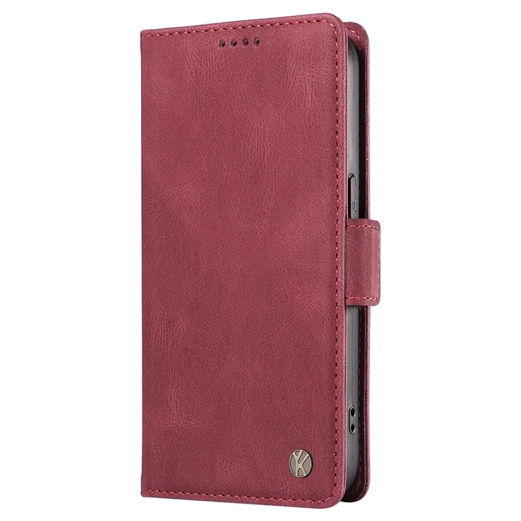 YIKATU YK-005 For Xiaomi Poco X6 5G / Redmi Note 13 Pro 5G Case PU Leather Wallet Phone Cover Skin Touch Feeling - Wine Red
