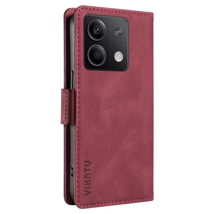 YIKATU YK-005 For Xiaomi Poco X6 5G / Redmi Note 13 Pro 5G Case PU Leather Wallet Phone Cover Skin Touch Feeling - Wine Red