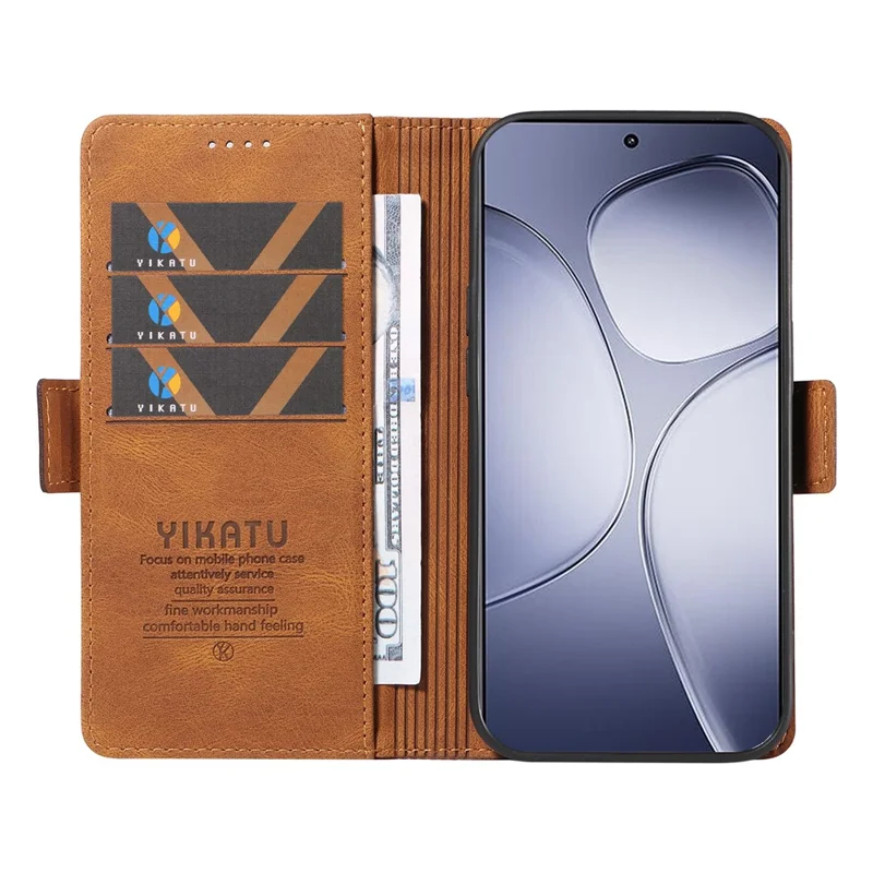 YIKATU YK-005 Für Xiaomi Redmi K70 Ultra Hülle PU-Leder Geldbörse Telefonhülle Berührungsgefühl - Braun