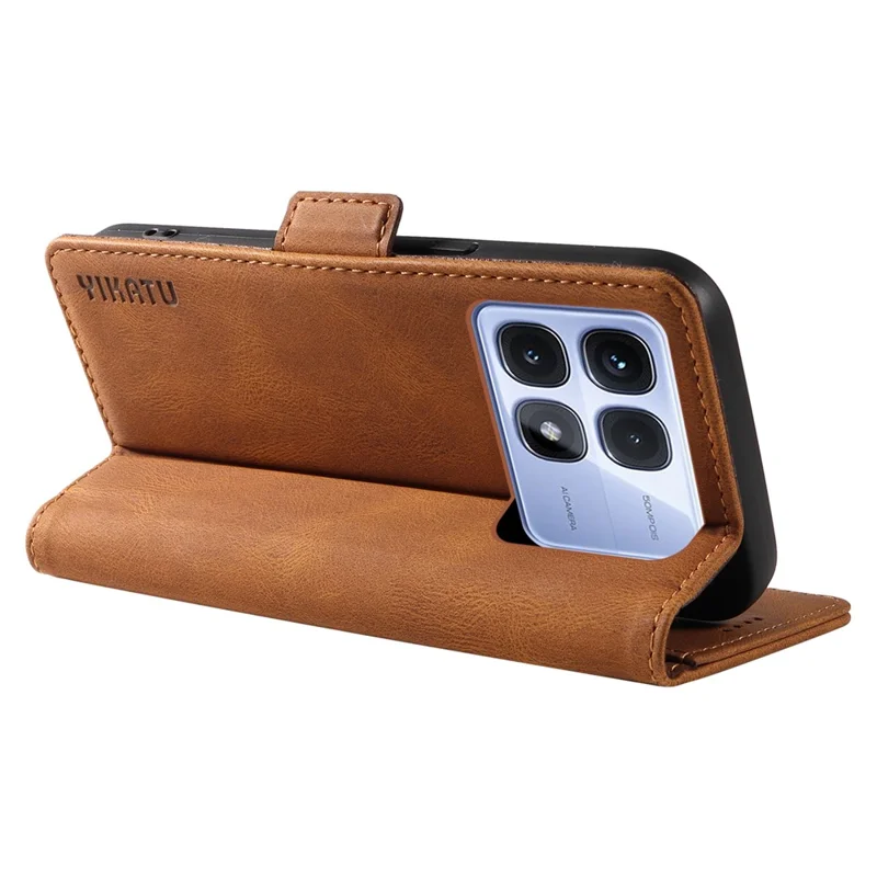 YIKATU YK-005 Für Xiaomi Redmi K70 Ultra Hülle PU-Leder Geldbörse Telefonhülle Berührungsgefühl - Braun