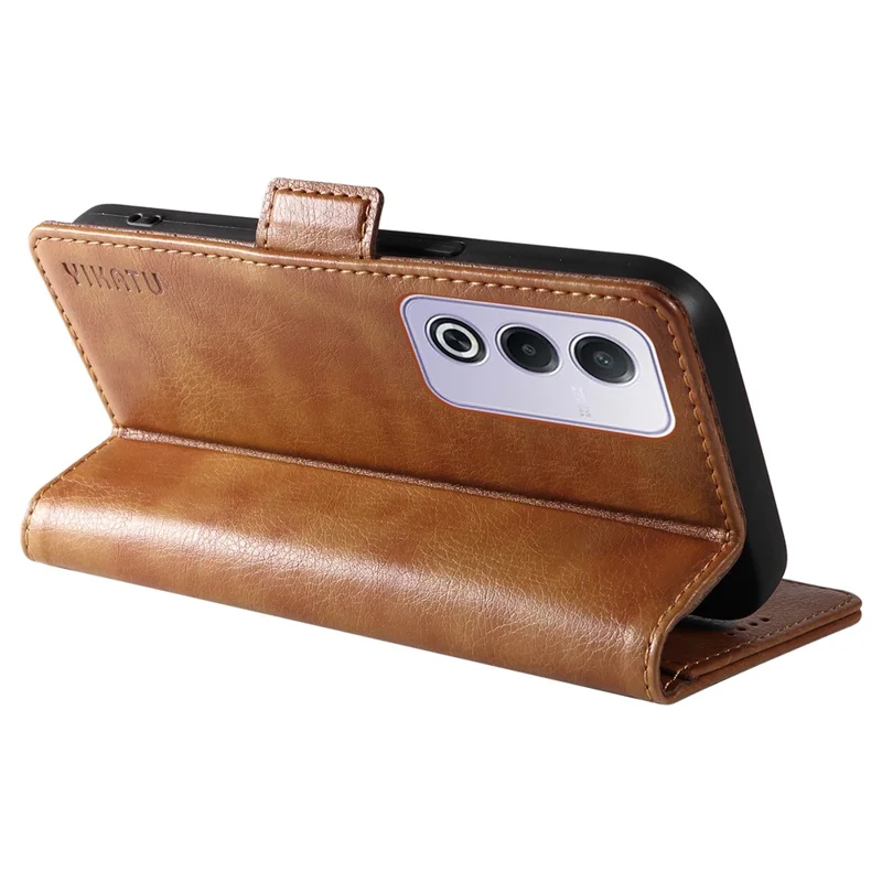 YIKATU YK-007 For Oppo A3 Pro (Global) 5G Case Side Buckle PU Leather Phone Cover Litchi Texture - Brown
