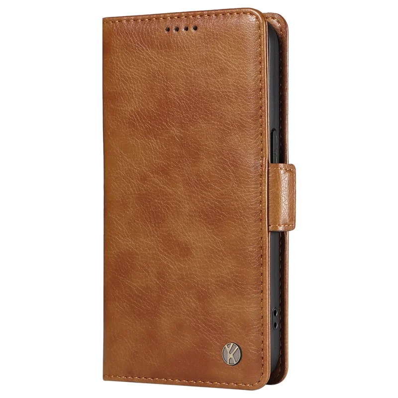 YIKATU YK-007 For Oppo A3 Pro (Global) 5G Case Side Buckle PU Leather Phone Cover Litchi Texture - Brown