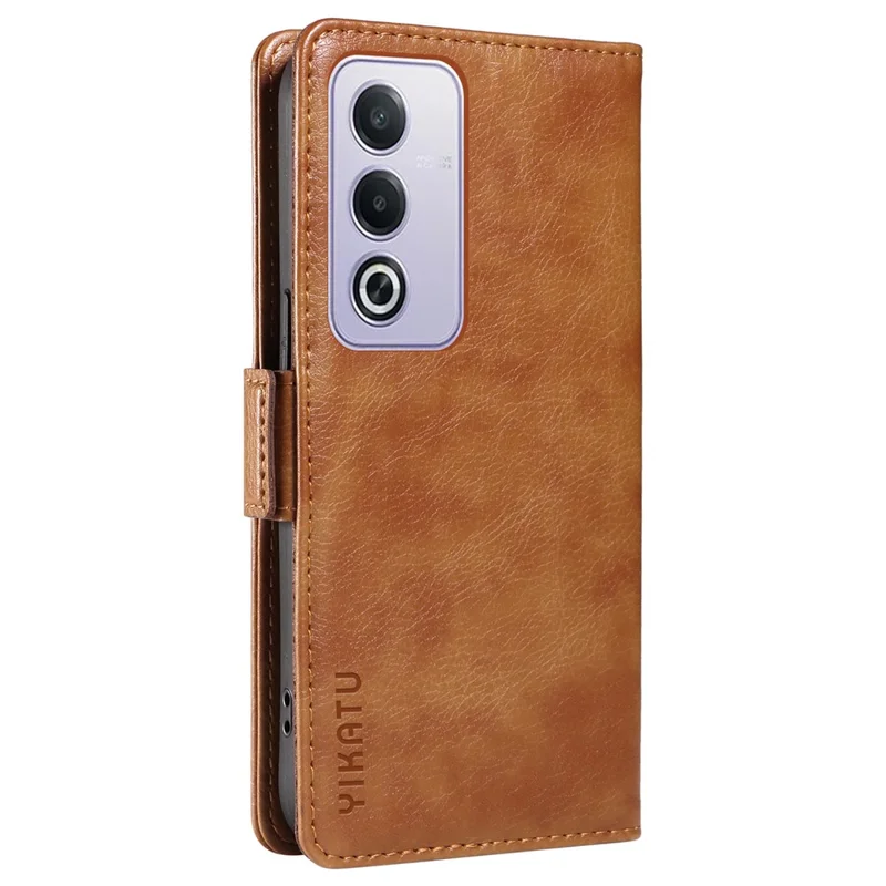 YIKATU YK-007 For Oppo A3 Pro (Global) 5G Case Side Buckle PU Leather Phone Cover Litchi Texture - Brown