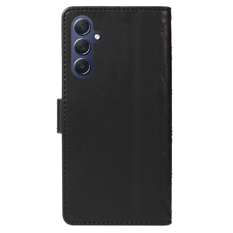 Para Samsung Galaxy A55 5G Case Willet Rombus Cubierta de Teléfono de Cuero Con Correa Para el Hombro, Correa de Muñeca - Negro