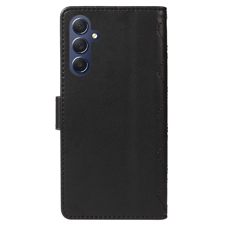Для Samsung Galaxy A05s 4G Case Wallet Кожаный Телефон Rombus с Плечевым Ремнем, Ремешком Для Запястья - Черный