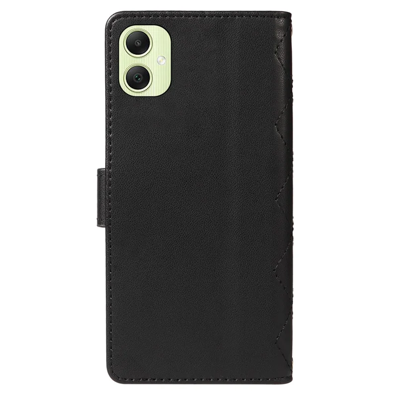 Для Samsung Galaxy A05 4G Case Wallet Rombus Кожаный Телефон с Плечевым Ремнем, Ремешком Для Запястья - Черный