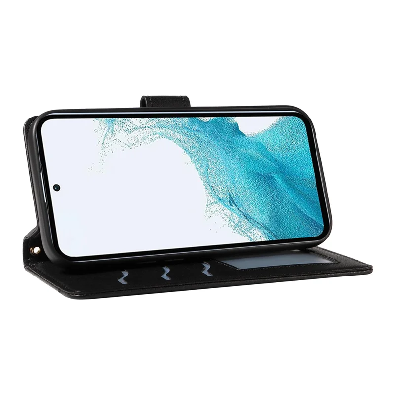 Pour Samsung Galaxy A54 5G Portefeuille Rhombus Rhombus Cover Téléphone Avec Bandoulière, Bracelet de Poignet - Noir