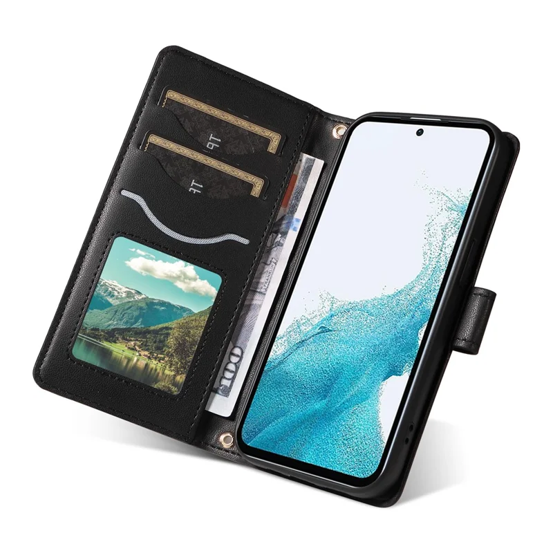 Pour Samsung Galaxy A54 5G Portefeuille Rhombus Rhombus Cover Téléphone Avec Bandoulière, Bracelet de Poignet - Noir