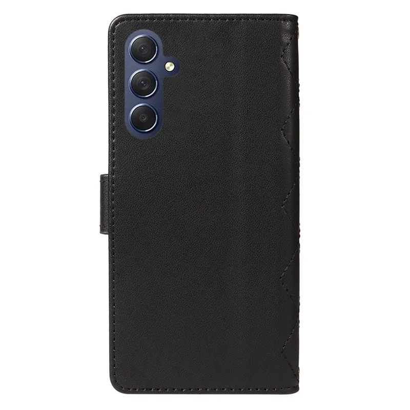 Pour Samsung Galaxy A54 5G Portefeuille Rhombus Rhombus Cover Téléphone Avec Bandoulière, Bracelet de Poignet - Noir