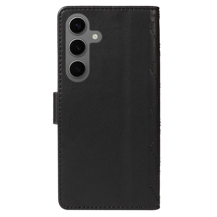 Para Samsung Galaxy S24 Case Willet Rombus Teléfono de Cuero Con Correa Para el Hombro, Correa de Muñeca - Negro
