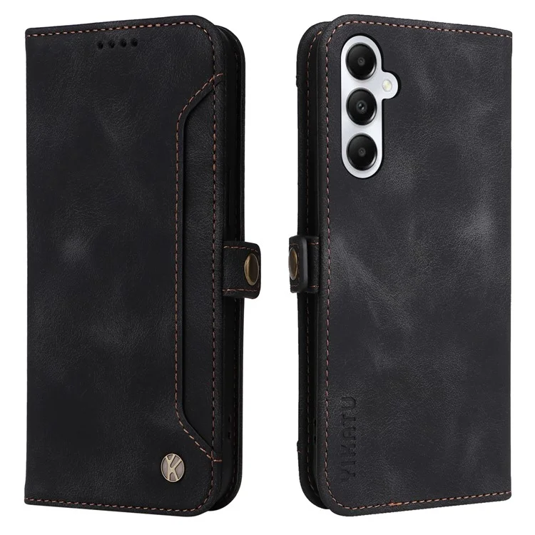 YIKATU YK-002 For Samsung Galaxy A05s 4G Case Wallet PU Leather Phone Cover with Outer Card Slot - Black