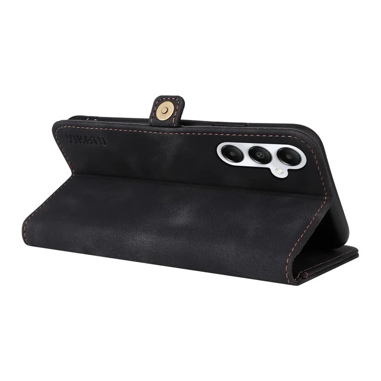 YIKATU YK-002 For Samsung Galaxy A05s 4G Case Wallet PU Leather Phone Cover with Outer Card Slot - Black