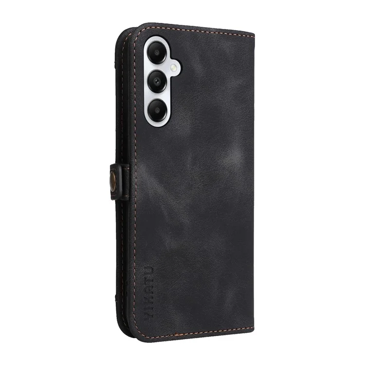 YIKATU YK-002 For Samsung Galaxy A05s 4G Case Wallet PU Leather Phone Cover with Outer Card Slot - Black