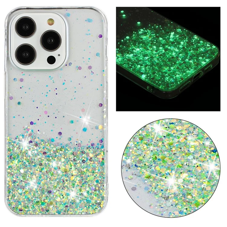Capa para iPhone 16 Pro Glitter Sparkle Luminous Epoxy TPU - Verde