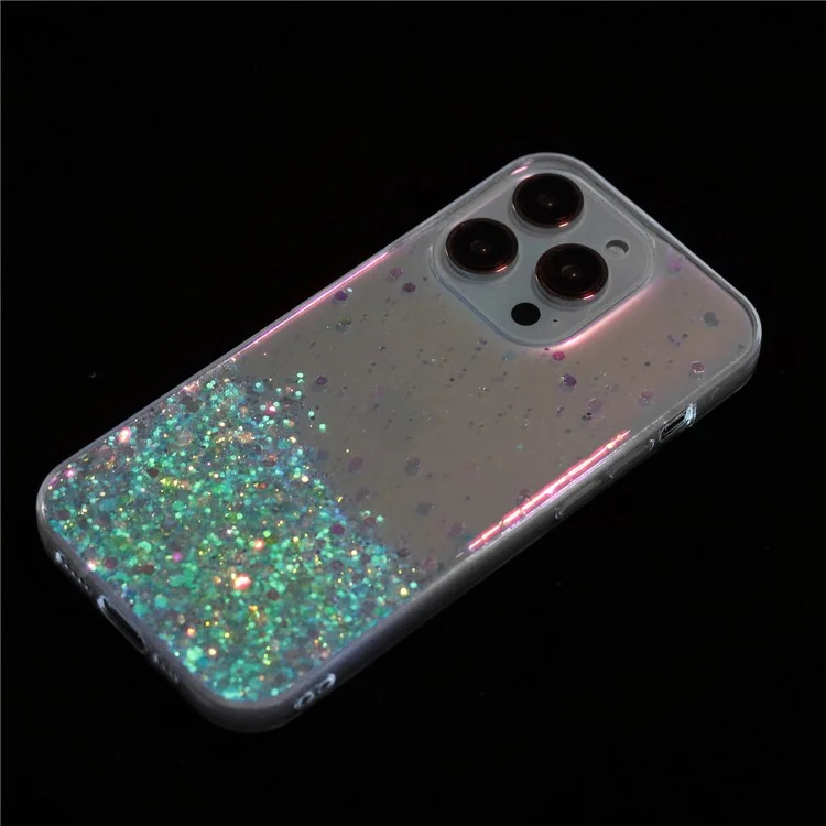 Capa para iPhone 16 Pro Glitter Sparkle Luminous Epoxy TPU - Verde