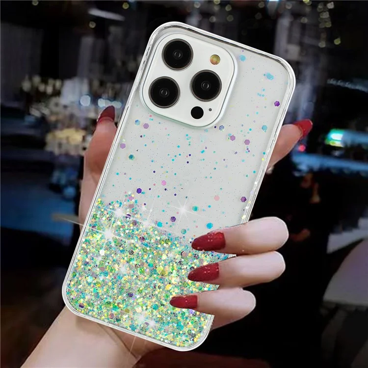 Capa para iPhone 16 Pro Glitter Sparkle Luminous Epoxy TPU - Verde