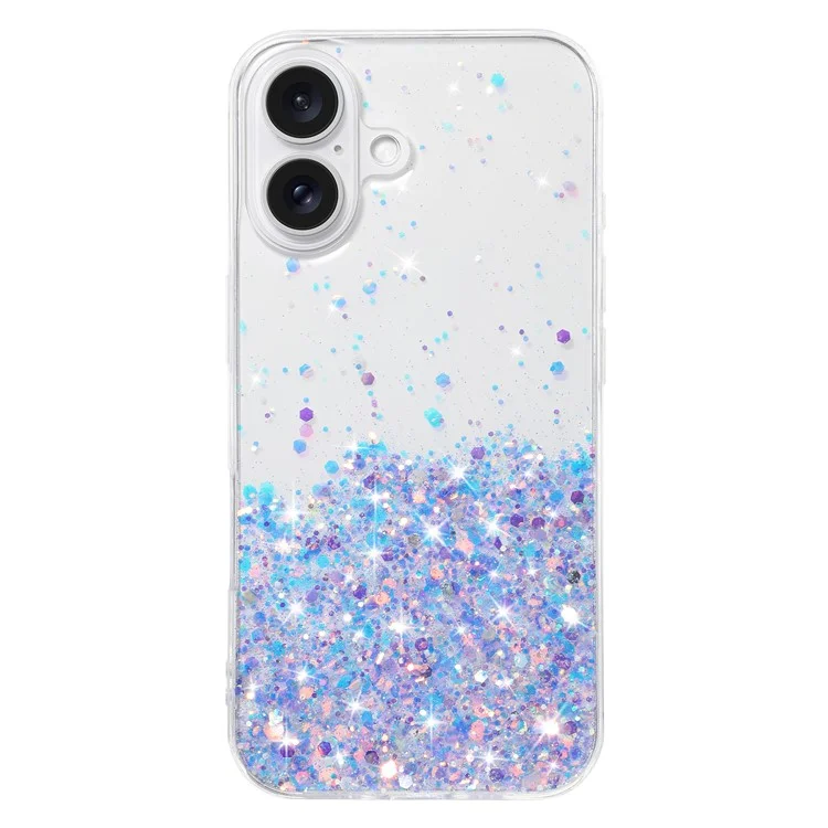 Para Iphone 16 Case Sparkle Sequins Luminous Epoxy Tpu Telephip Cover - Púrpura