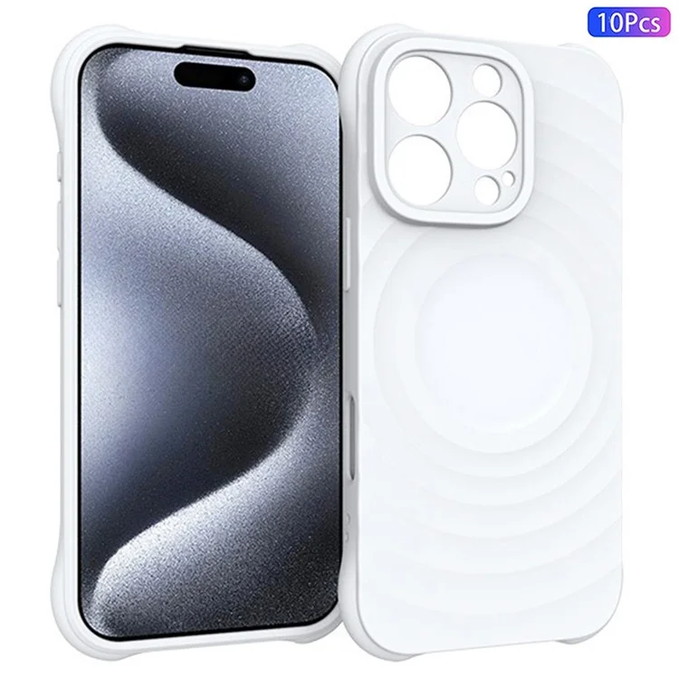 Compra a Granel 10pcs / Paquete Para Iphone 16 Pro Case TPU Matte Shock Touble Cover Cover Water Ripple Textura - Blanco