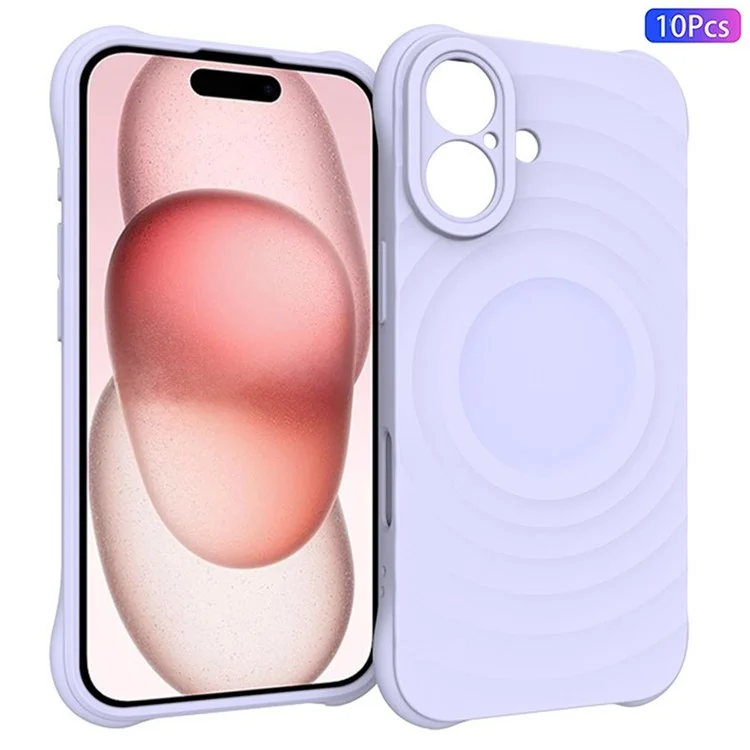 Acquista 10 pezzi / confezione per iPhone 16 Case TPU Matte Shockproof Phone Cover Water Ripple Texture - Viola
