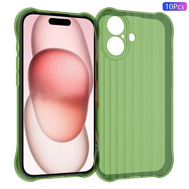 Großeinkauf 10Stk / Packung für iPhone 16 Plus Hülle Wellenmuster TPU Schutzhülle - Matcha Grün