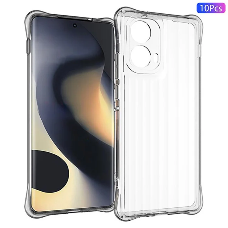Bulk Buy 10Pcs / Pack For Motorola Edge (2024) 5G Case Corrugated Texture TPU Protective Phone Cover - Transparent
