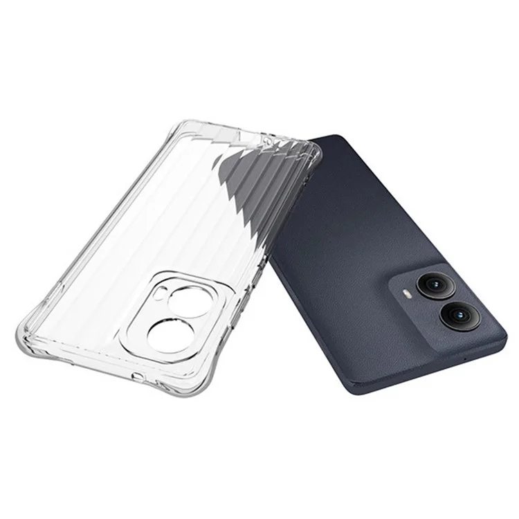 Bulk Buy 10Pcs / Pack For Motorola Edge (2024) 5G Case Corrugated Texture TPU Protective Phone Cover - Transparent