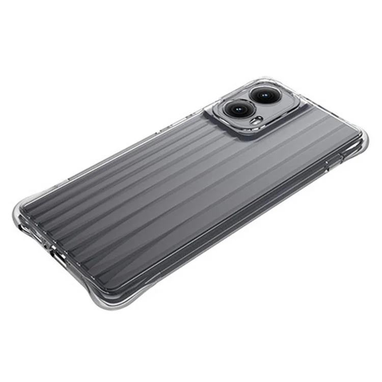 Bulk Buy 10Pcs / Pack For Motorola Edge (2024) 5G Case Corrugated Texture TPU Protective Phone Cover - Transparent