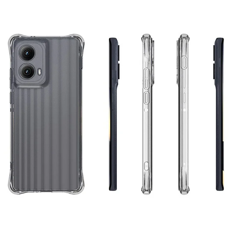 Bulk Buy 10Pcs / Pack For Motorola Edge (2024) 5G Case Corrugated Texture TPU Protective Phone Cover - Transparent