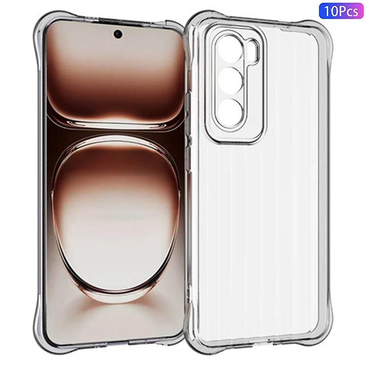 Bulk Buy 10Pcs / Pack For Oppo Reno12 Pro 5G (Global) Case Corrugated Texture TPU Protective Phone Cover - Transparent