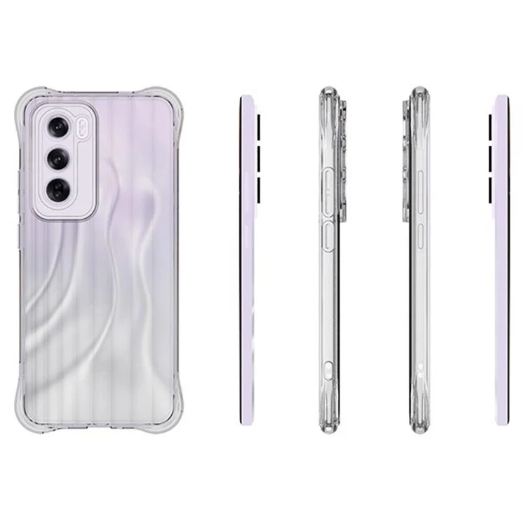 Bulk Buy 10Pcs / Pack For Oppo Reno12 Pro 5G (Global) Case Corrugated Texture TPU Protective Phone Cover - Transparent