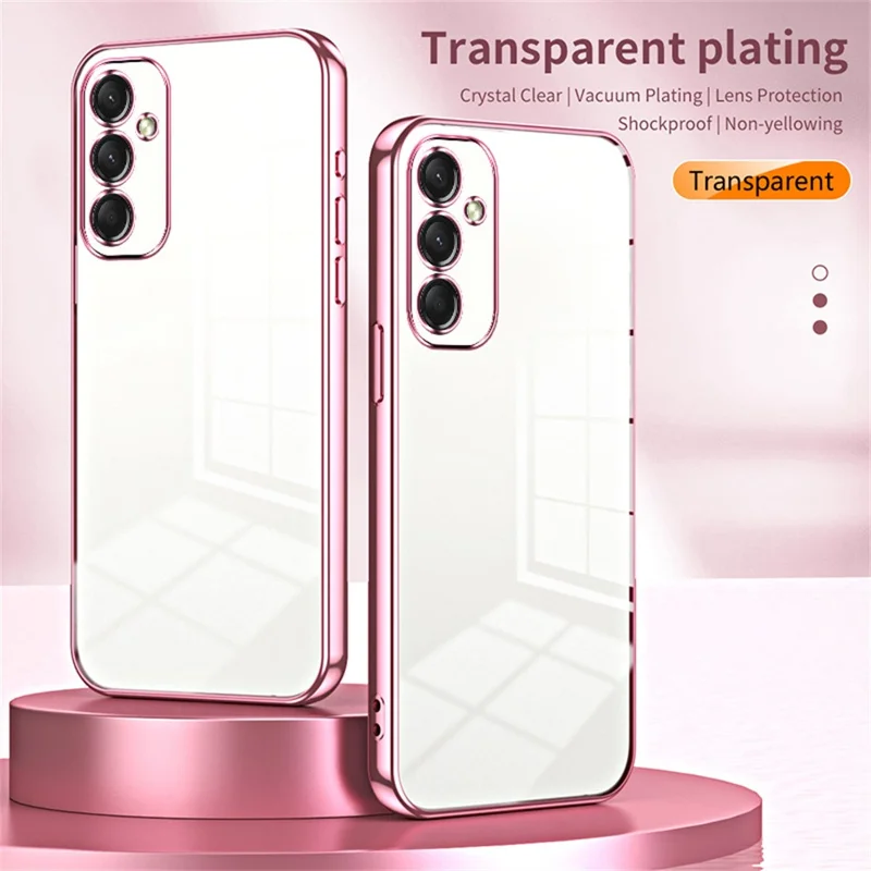 For Samsung Galaxy A16 5G / A16 4G Case Electroplating Frame Soft TPU Phone Cover - Pink