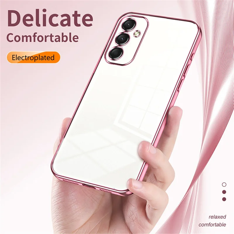 For Samsung Galaxy A16 5G / A16 4G Case Electroplating Frame Soft TPU Phone Cover - Pink