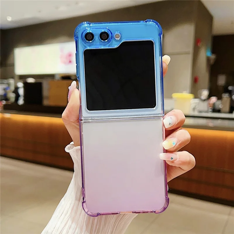 Per Samsung Galaxy Z Flip6 5G Case Gradient Color Anti-Scratch TPU Phone Cover - Blu+Viola