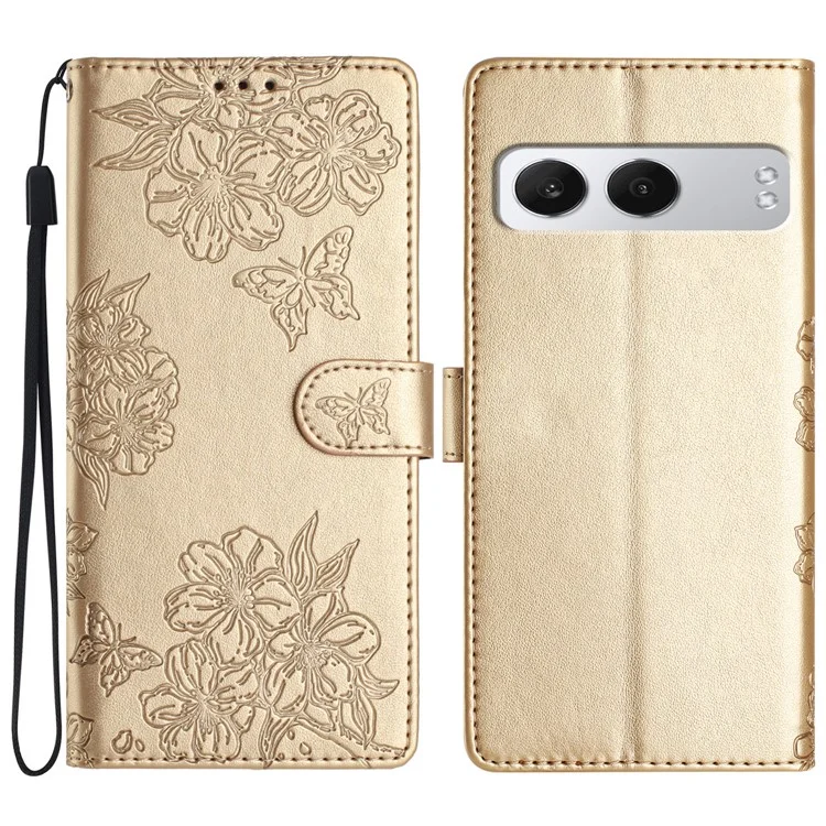 Для OnePlus Nord 4 Case Butterfly Цветочный Защитник PU - Золото