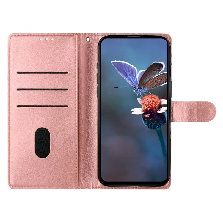 Für Sony Xperia 10 VI Case Butterfly Flower Drop-Proof PU Leder Geldbörse Handyhülle - Rose Gold