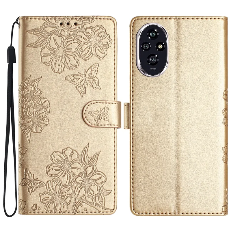 Для Чести 200 Pro 5G Case Butterfly Flowerply-ropry-roobre Cuethe Chatle Cople Cople Cople Thenge - Золото
