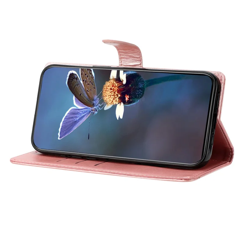 Para Honor 200 5G Case Butterfly Flower pu Cuero PU Cover Cover de la Billetera - Oro Rosa