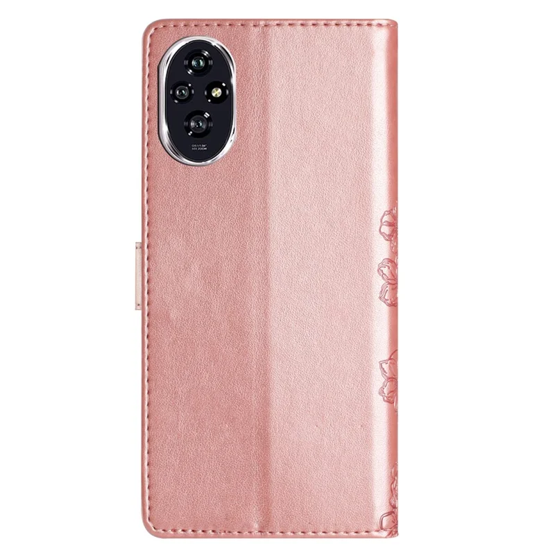 Para Honor 200 5G Case Butterfly Flower pu Cuero PU Cover Cover de la Billetera - Oro Rosa
