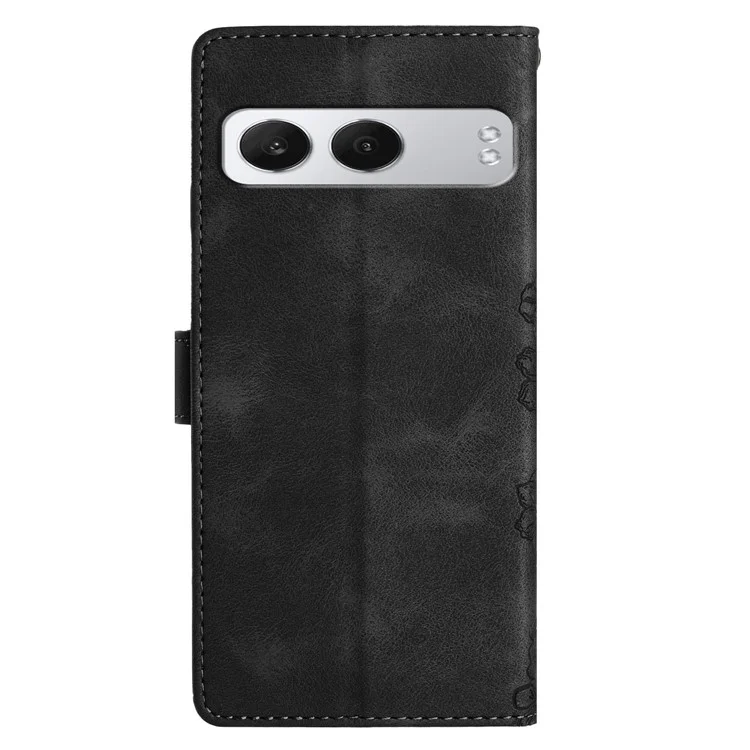 Para OnePlus Nord 4 Capa Borboleta Flor Padrive Pele-Toque Couro Telefone - Preto