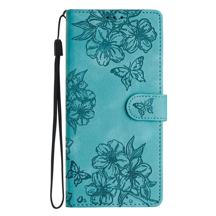 For Honor 200 Pro 5G Case Butterfly Flower Pattern Skin-Touch Leather Phone Cover - Green