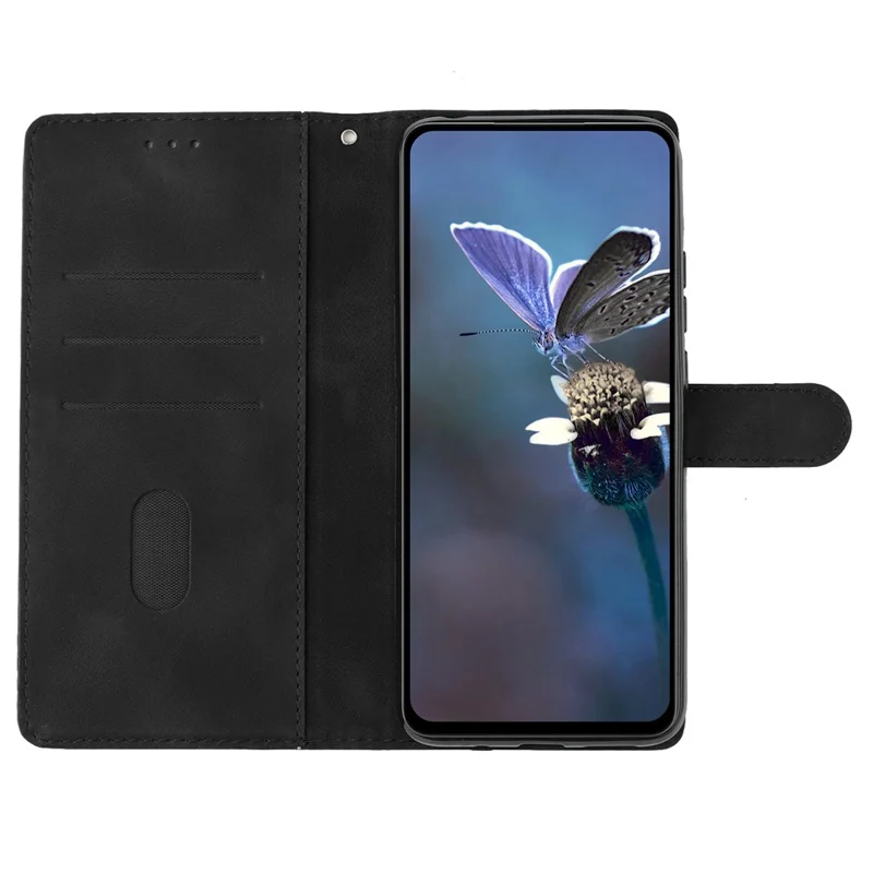 For Honor 200 Pro 5G Case Butterfly Flower Pattern Skin-Touch Leather Phone Cover - Black