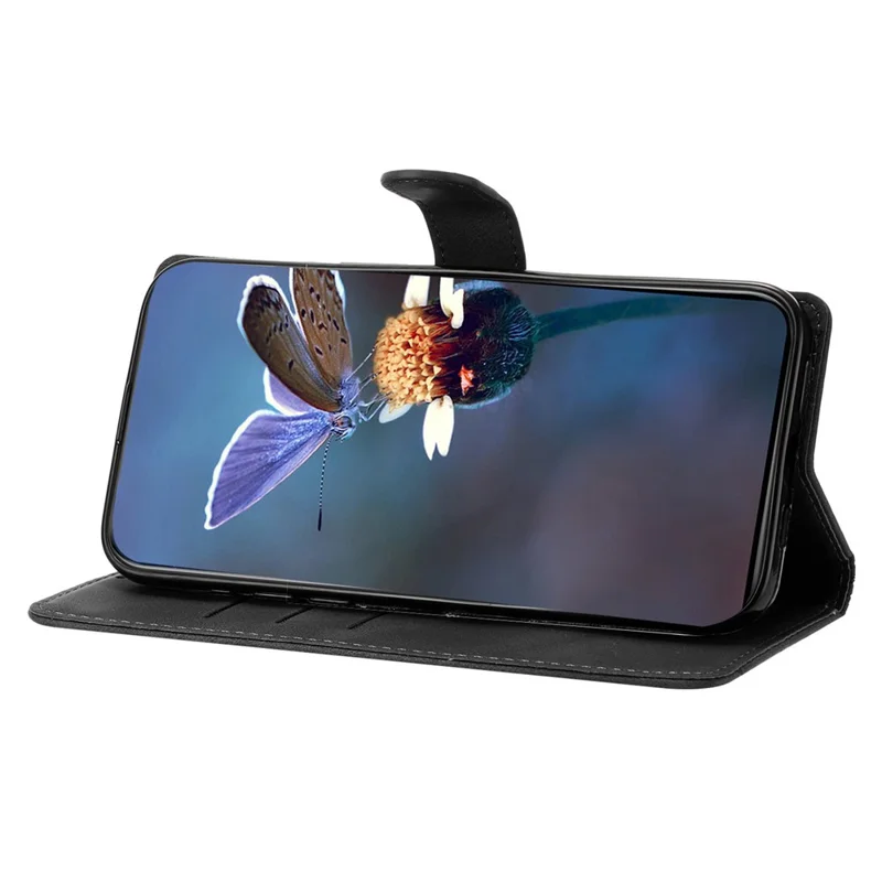 For Honor 200 Pro 5G Case Butterfly Flower Pattern Skin-Touch Leather Phone Cover - Black
