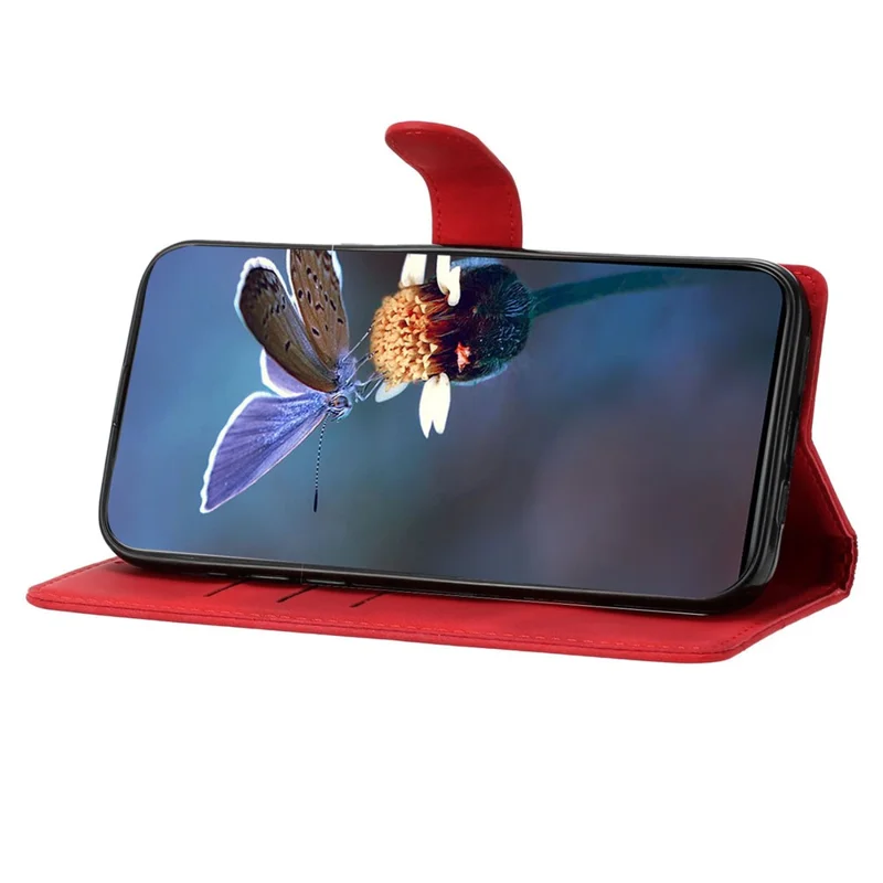 For Honor 200 Lite Case Butterfly Flower Pattern Skin-Touch Leather Phone Cover - Red