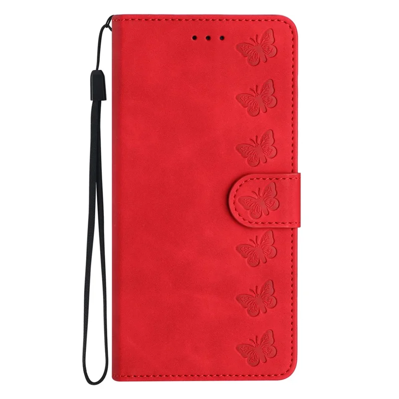 For Honor 200 Pro 5G Case Imprinted Butterfly Leather Wallet Phone Cover - Red