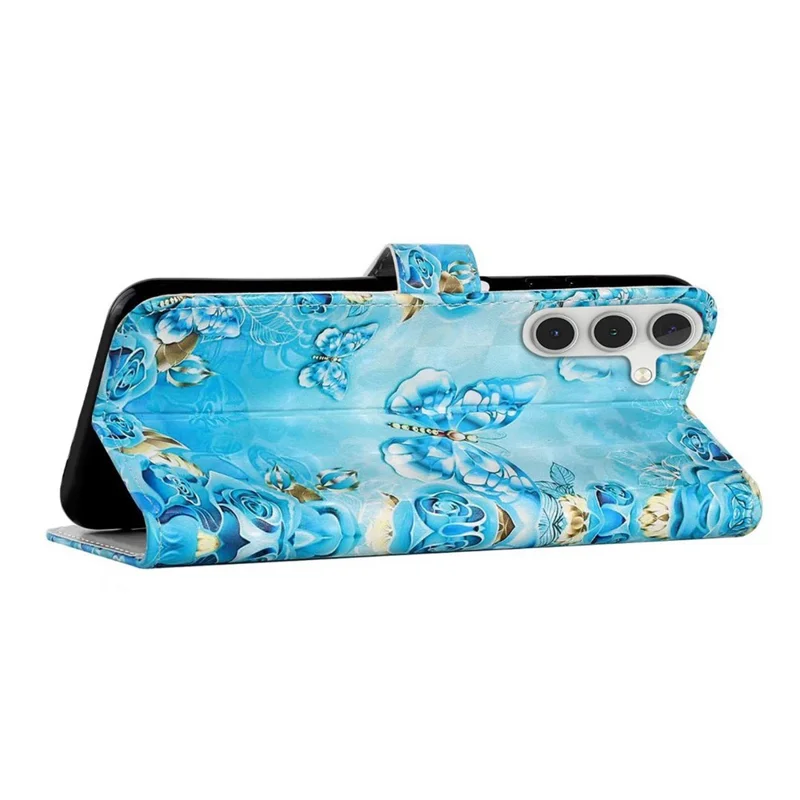 Para o Samsung Galaxy A16 5G / A16 4G Case 3D Creative Pattern PU Leather Stand Phone Cover - Blue Butterfly