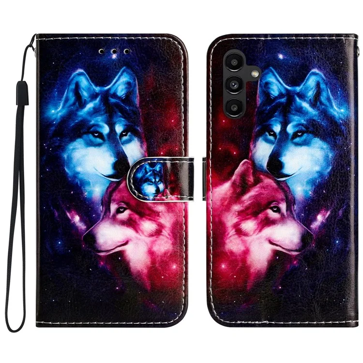 Für Samsung Galaxy A16 5G / A16 4G Wallet Case Printed Pattern Design Leder-Handyhülle - Paar Wolf